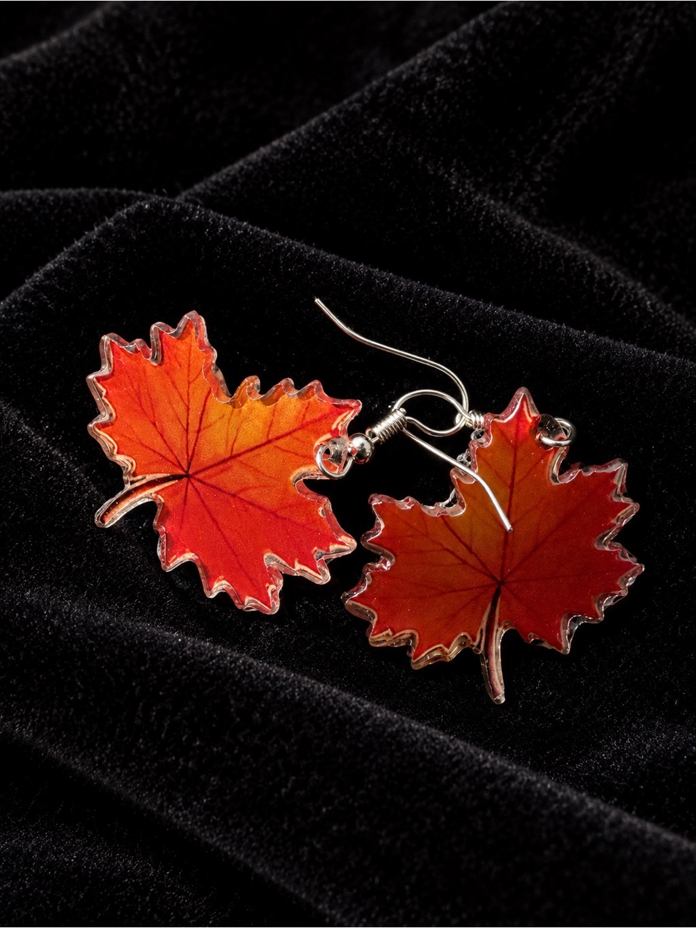 Red Maple Leaf Drop Acrylic Earrings